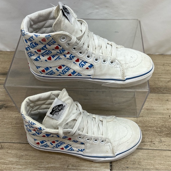 Vans Off The Wall I Love My Vans White Sneakers High Tops Womens Size 6‎ - Picture 2 of 10